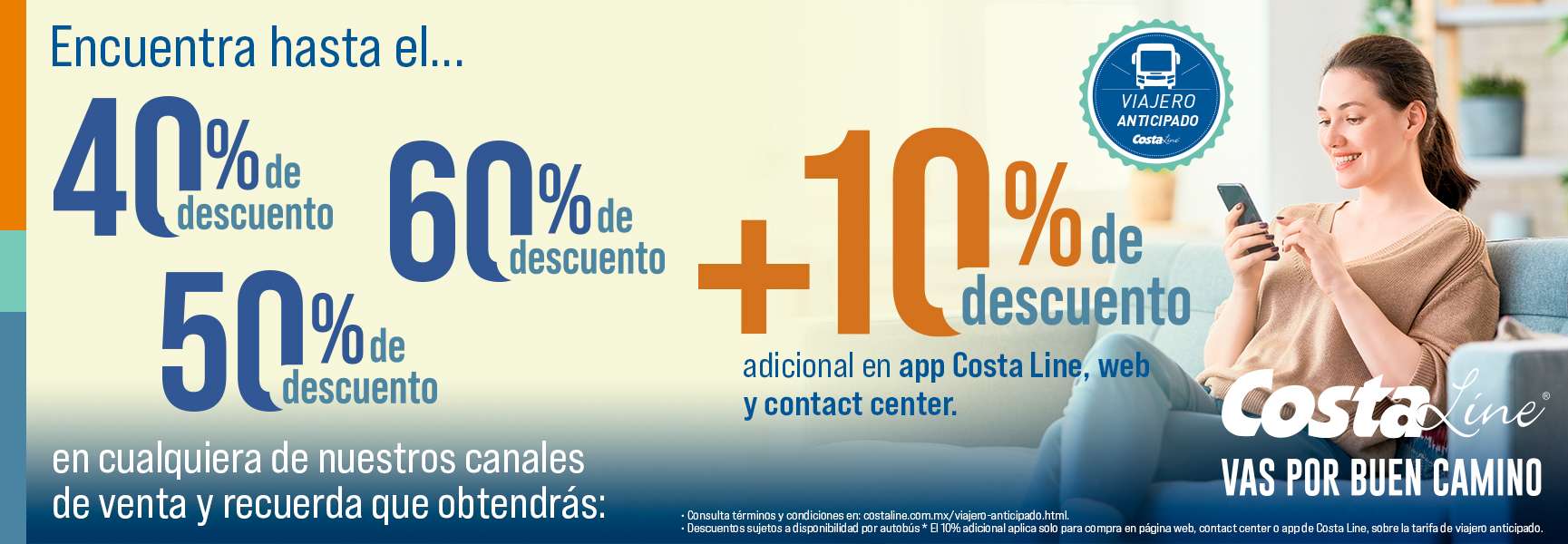 Aprovecha y compra tus boletos de autobús hasta con 40, 50, 60 mas 10% de descuentos por internet, app y call center